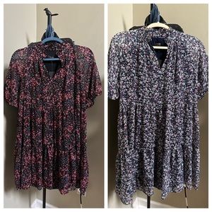 NWTs, 2 MSK floral dresses in blue/navy & one in black/red/pink, petite size XL